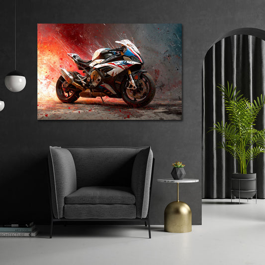 Sport Motorrad in Pop Art mit Farbspritzer Speed Wandbild