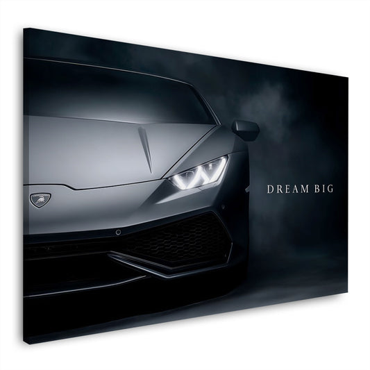 Sportwagen Auto Front im Dunkeln Dream Big Motivation Wandbild