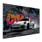 Sportwagen 911 Graffiti Street Art Dynamik Wandbild