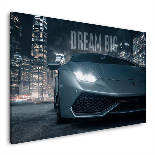 Sportwagen Luxus Auto Nacht Stadt Skyline Dream Big Wandbild
