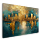 Stadt Skyline in Gold und Pastelltönen als Wandbild
