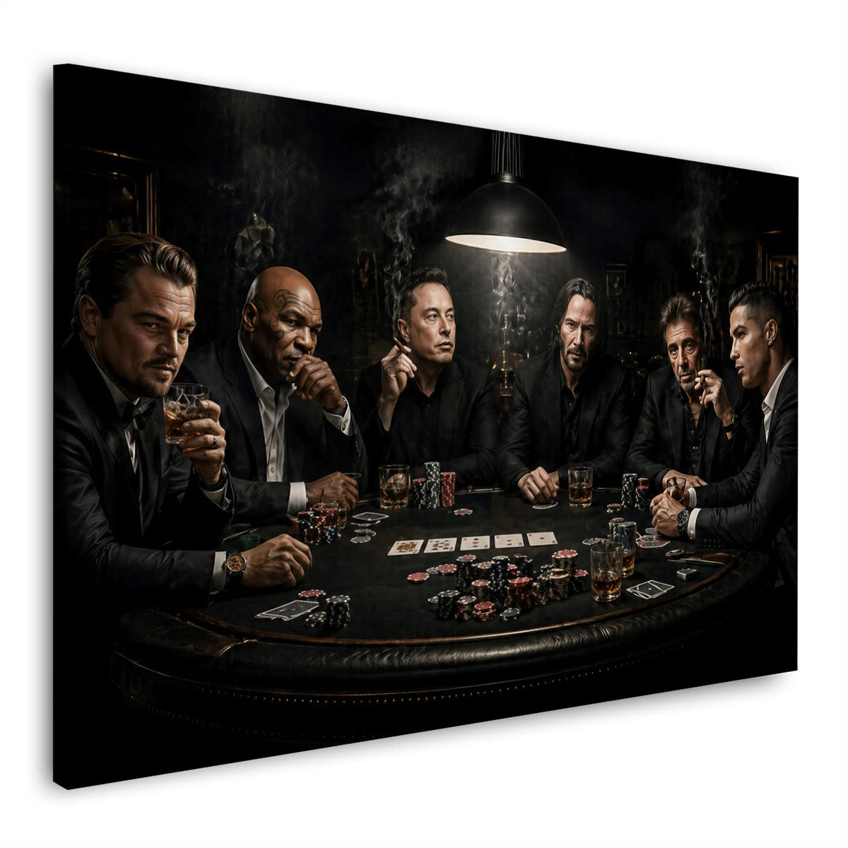 Stars und Legenden am Pokertisch in dunkler Optik Wandbild