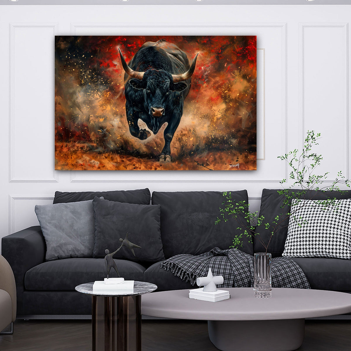 Stier Wandbild im Raum
