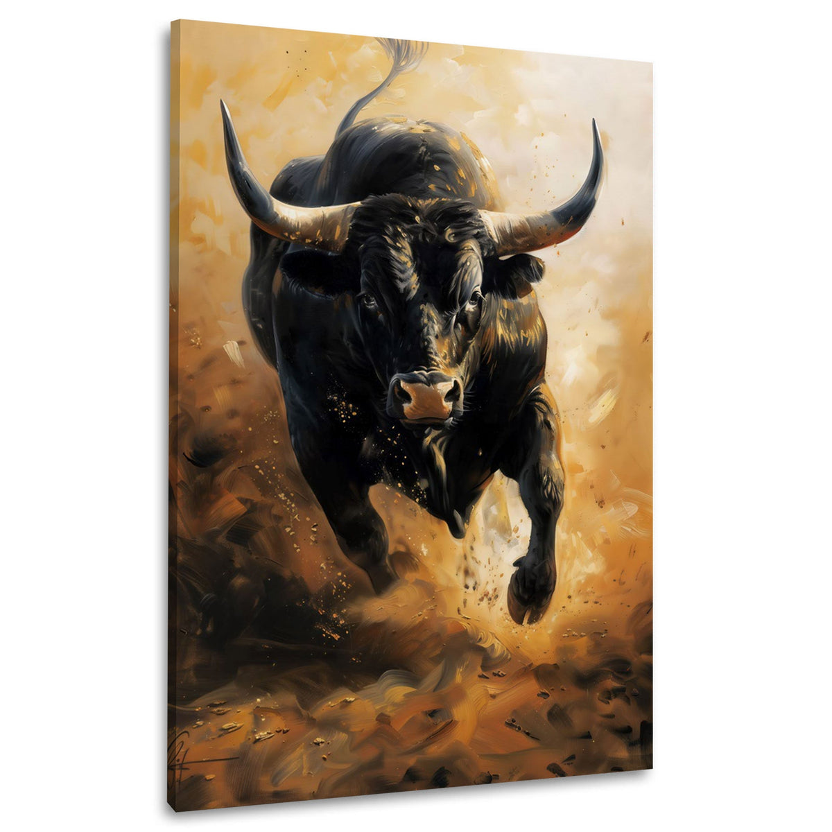 Stier dynamisches Motiv modern in malerischer Optik Wandbild