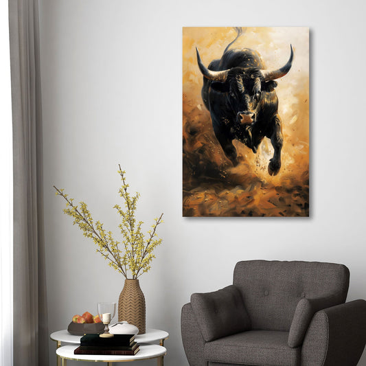 Stier Ölmalerei Wandbild im Wohnzimmer