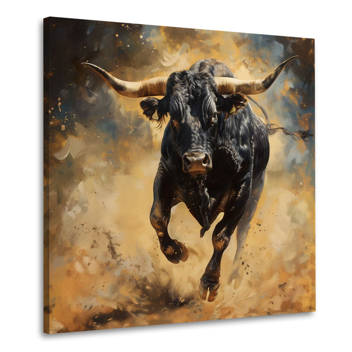 Stier Frontalportrait abstrakt farbenfroh Wandbild