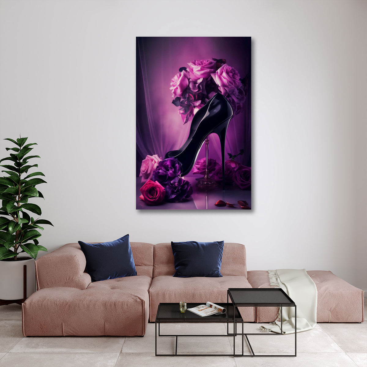 Stiletto Blumen Pop Art in kräftigen Tönen Wandbild