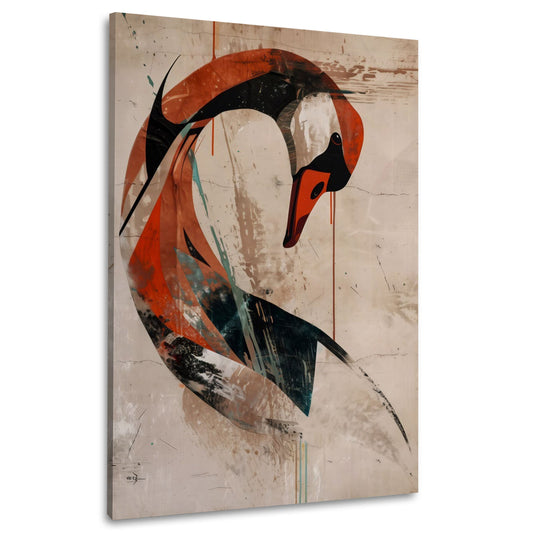 Stilisierter Schwan mit geschwungenem Hals Wandbild im Hochformat