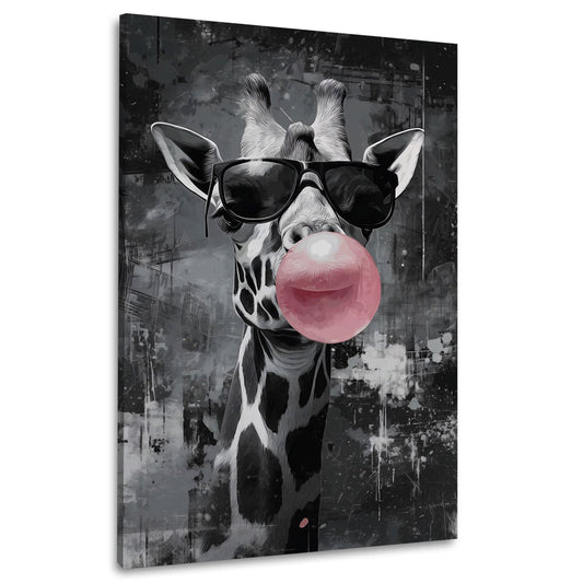 Stilvolle Giraffe mit Sonnenbrille und Kaugummi Wandbild