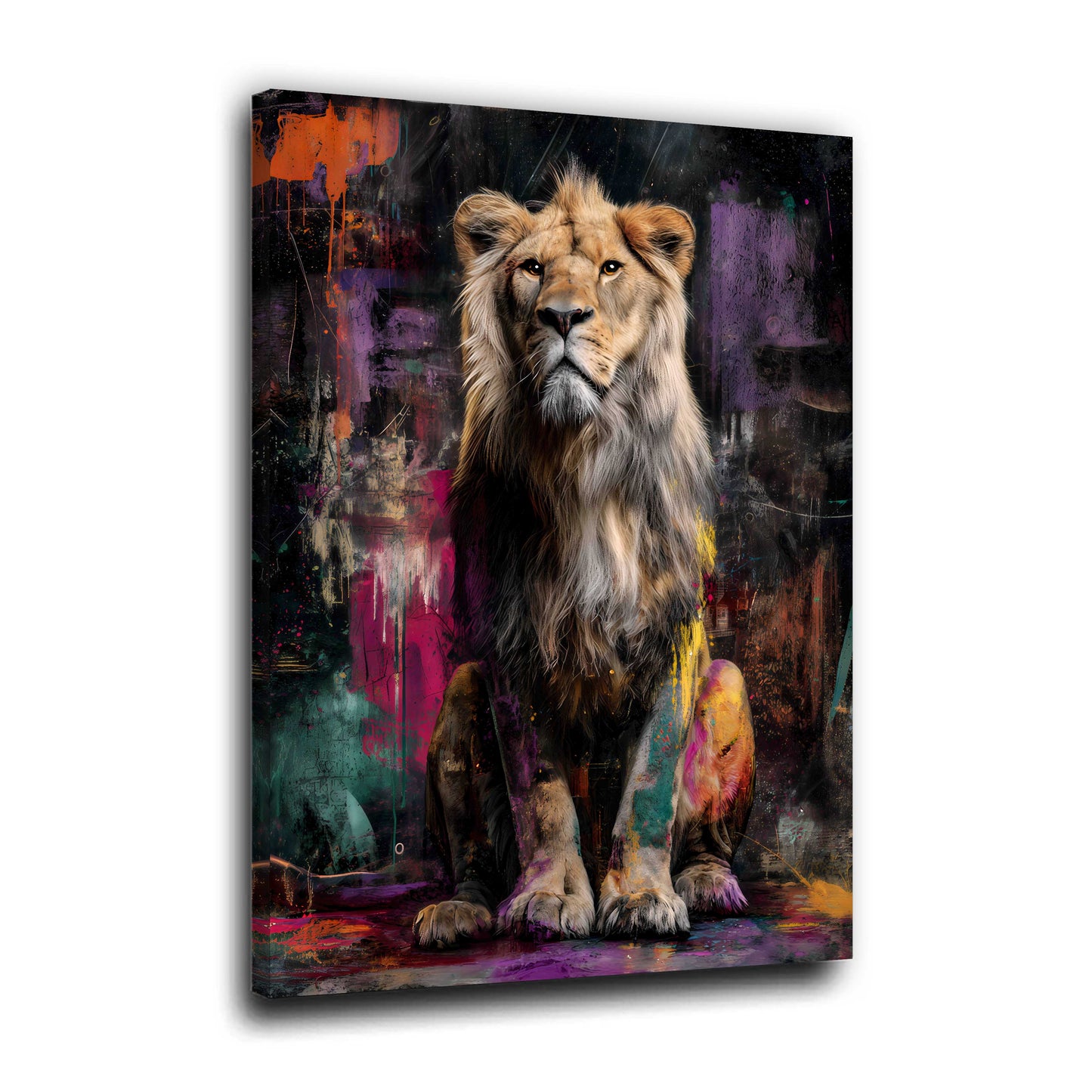 Stolzer Löwe Pop Art modern abstrakt Wandbild