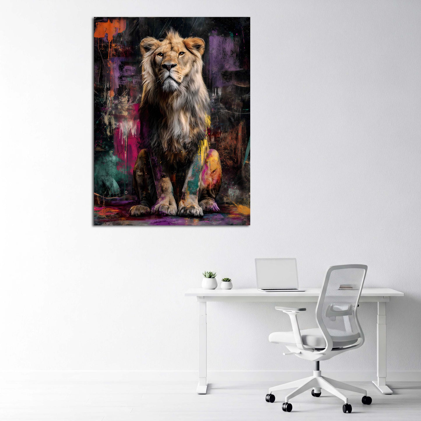 Stolzer Löwe Pop Art modern abstrakt Wandbild