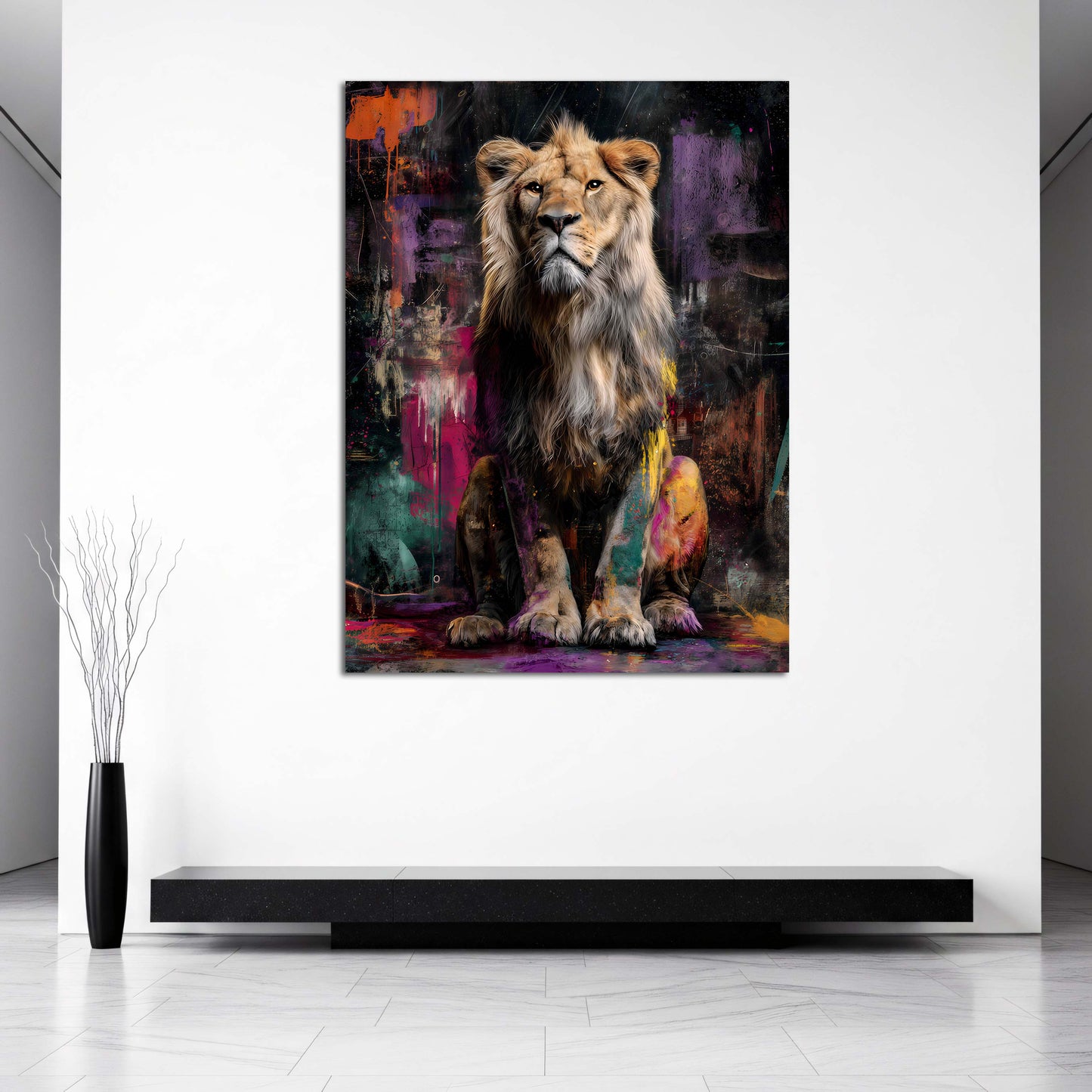 Stolzer Löwe Pop Art modern abstrakt Wandbild