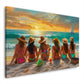 Strandszene Frauen farbenfroh in Aquarell Wandbild