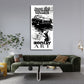 Street Art Auto mit Ratte schwarz weiß BANKSY-ART Wandbild