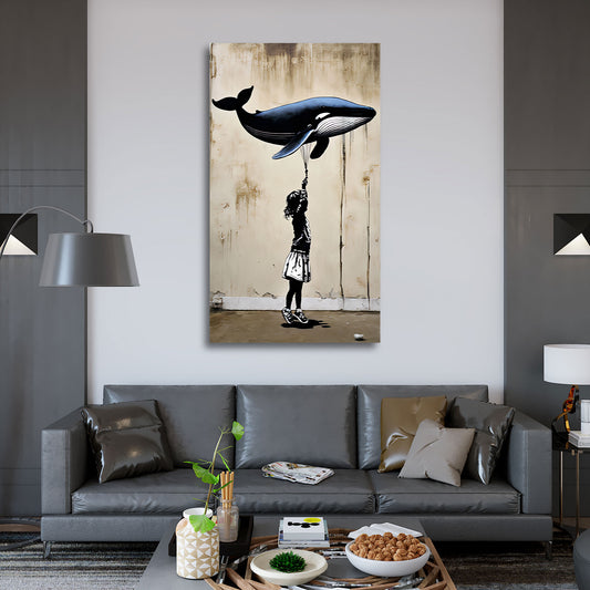 Street Art Kind mit Walballon BANKSY-ART Wandbild