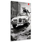 Street Art Leopard auf Auto mit rotem Ballon BANKSY-ART Wandbild