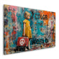 Street Art Mädchen Frieden-Symbol Reise Color The World Wandbild