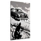 Street Art Ratte vor Oldtimer schwarz weiß BANKSY-ART Wandbild