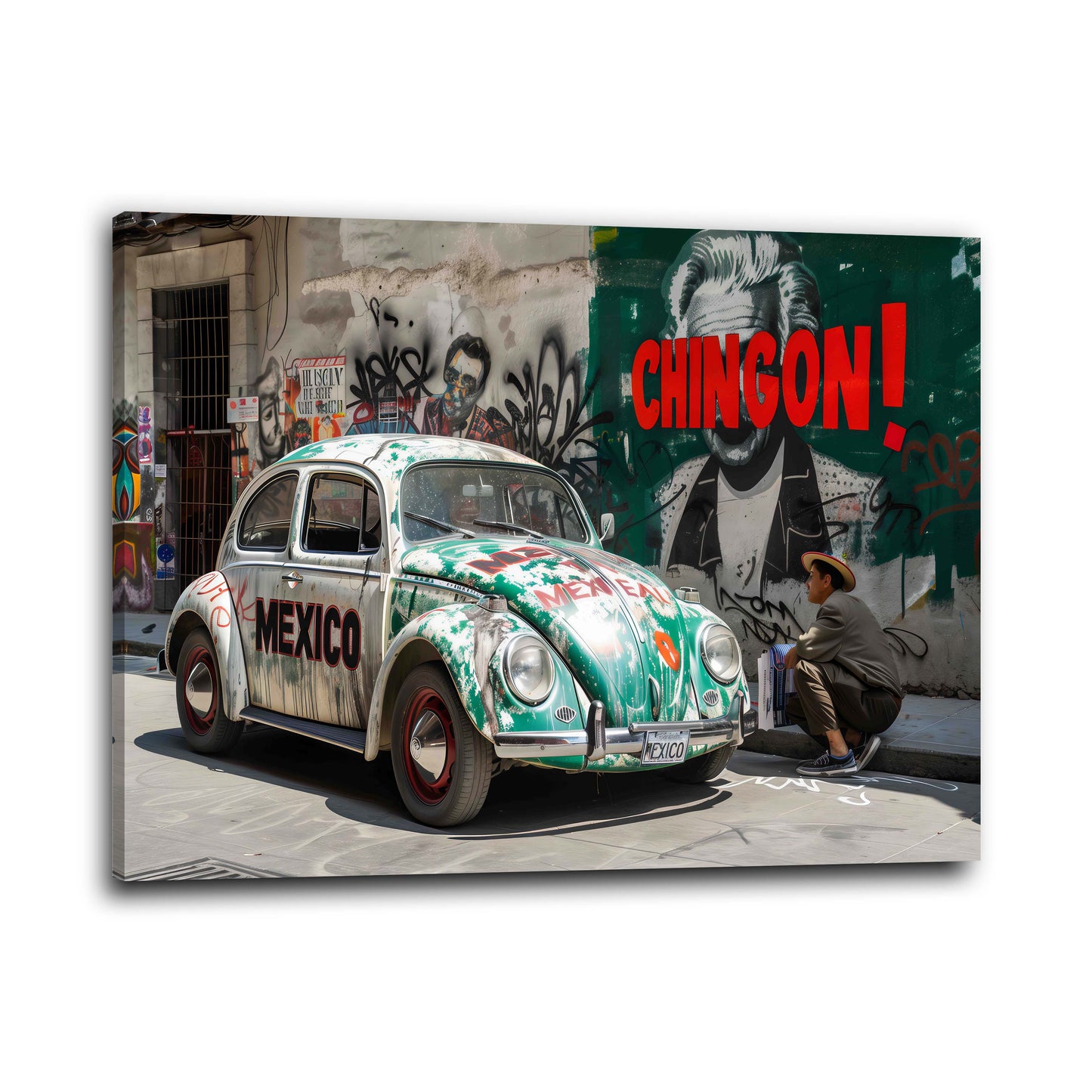 Street Art VW Käfer Mexiko Graffiti Auto Wandbild