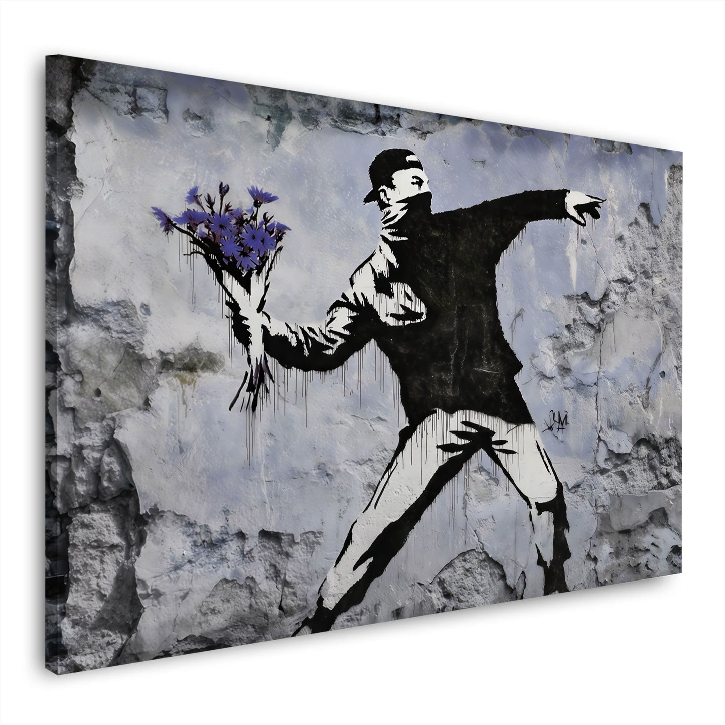 Street Art Werfer Blumen Protest Wandbild