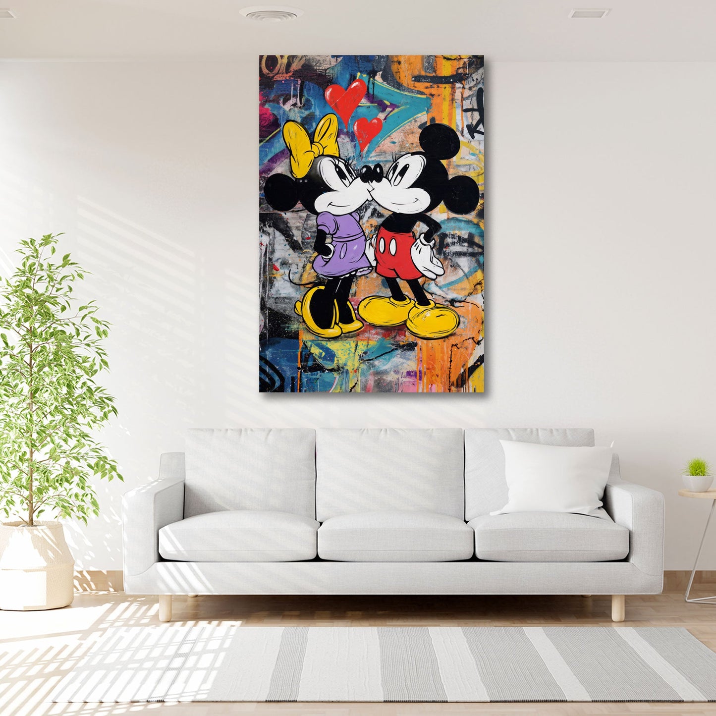 Süßes Maus Paar Pop Art mit roten Herzen Wandbild