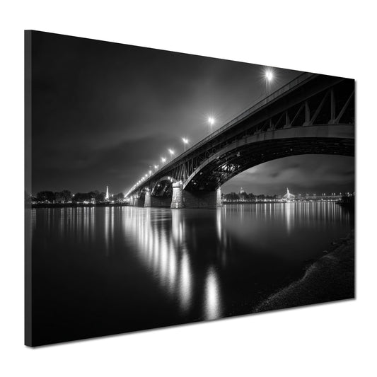 Theodor-Heuss-Brücke Mainz schwarz weiß Wandbild