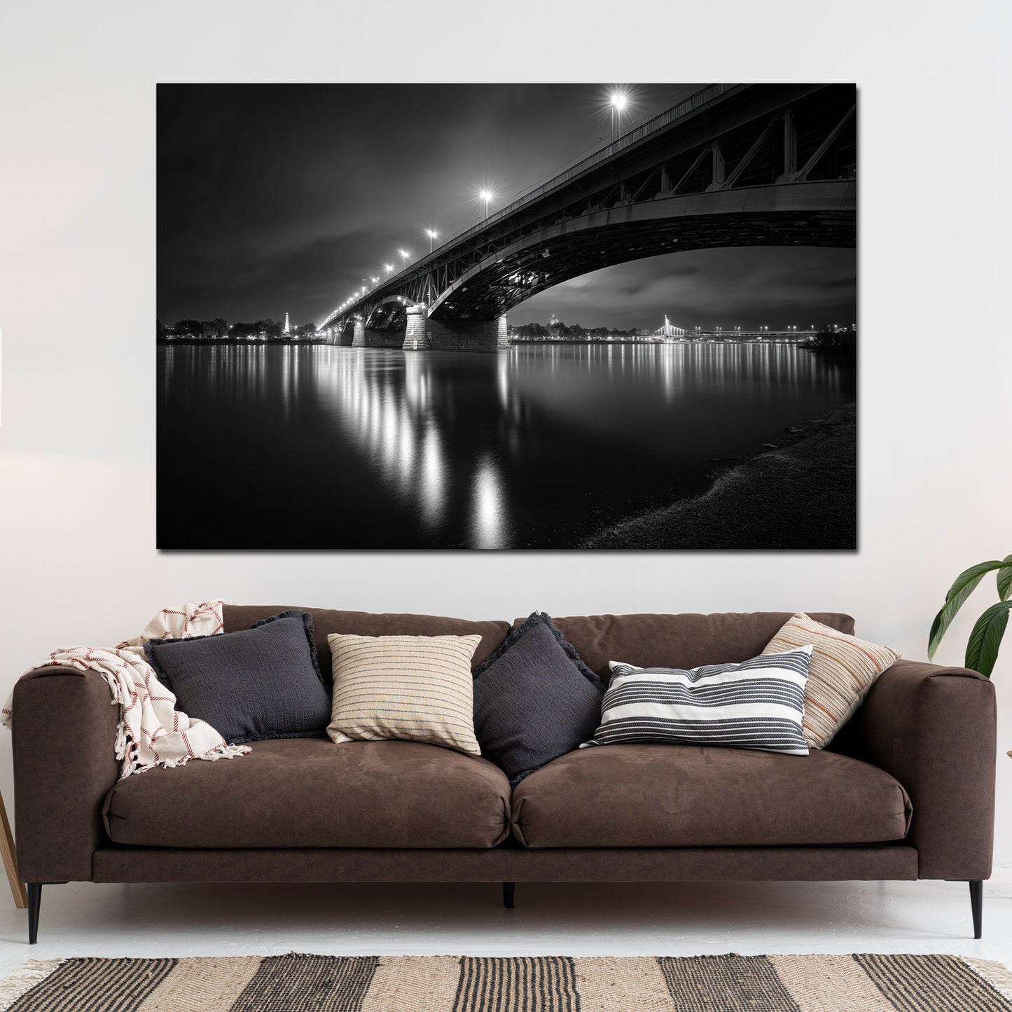 Theodor-Heuss-Brücke Mainz schwarz weiß Wandbild