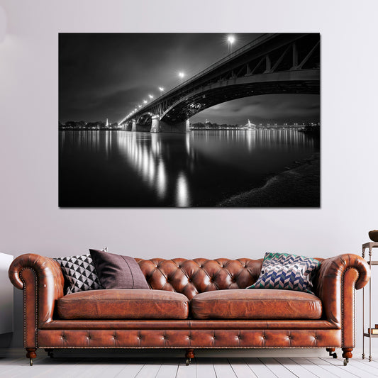 Theodor-Heuss-Brücke Mainz schwarz weiß Wandbild