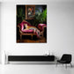 Tiger auf Samt Sofa Exotisch Luxus Interieur Wandbild