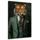 Tiger im grünen Dreiteiler Wandbild im Hochformat