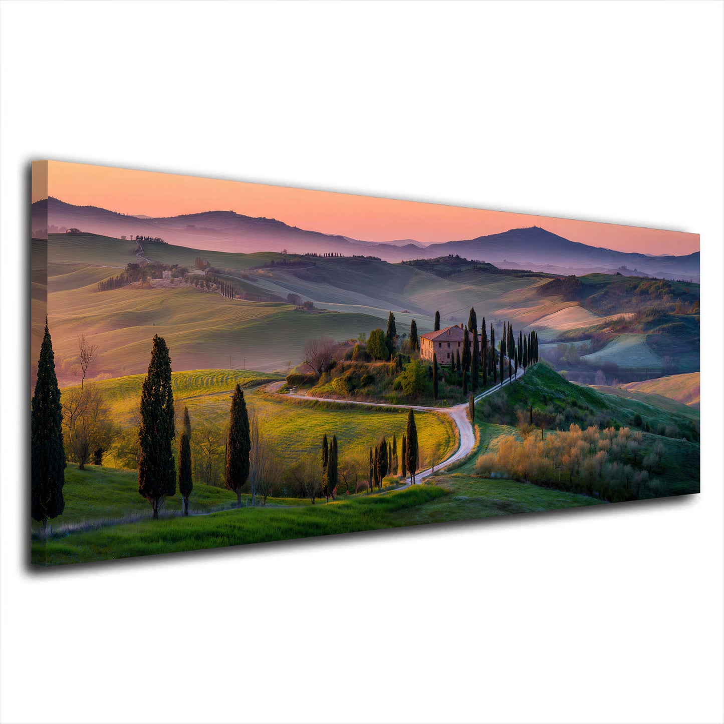 Toskana Landschaft im Abendlicht Panorama Wandbild