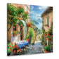 Toskanische Altstadt Café Terrasse am Meer in Italien Wandbild
