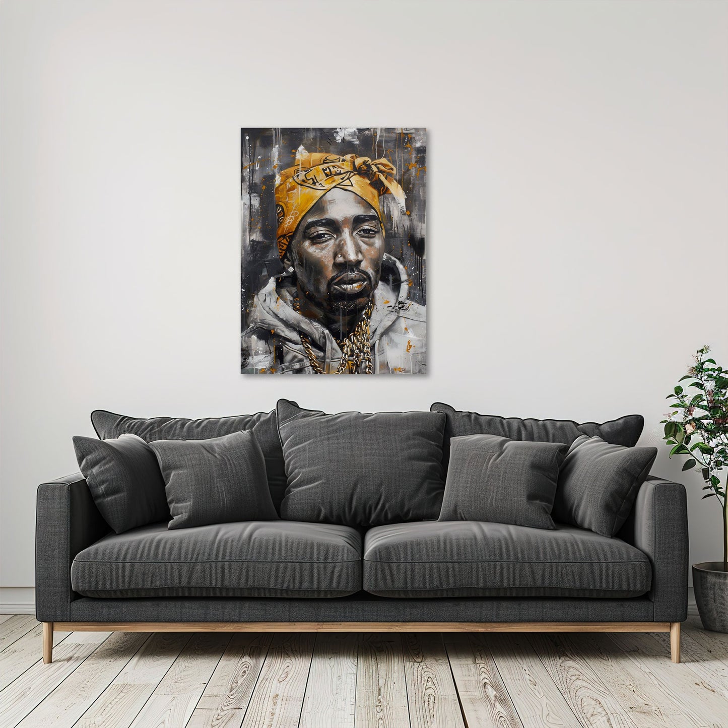 Tupac mit goldenem Bandana Wandbild