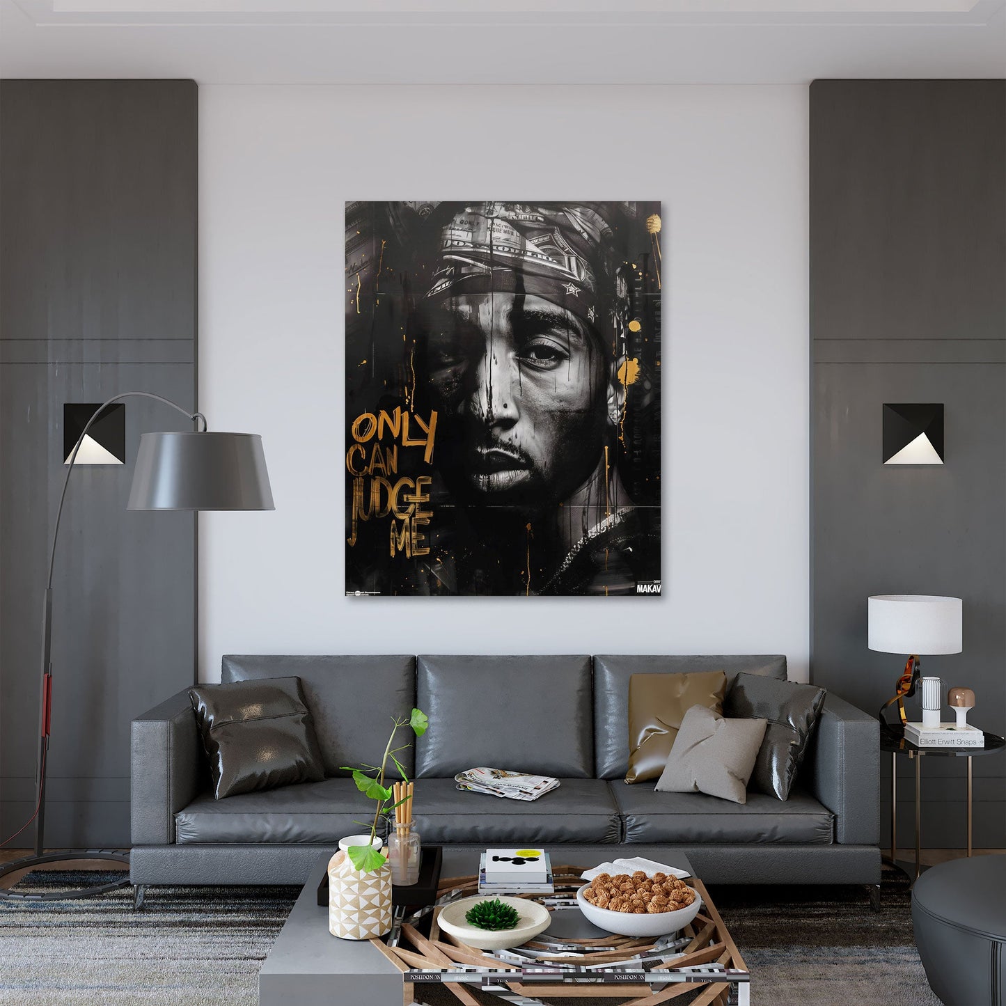 Tupac Only Can Judge Me schwarz gold Wandbild