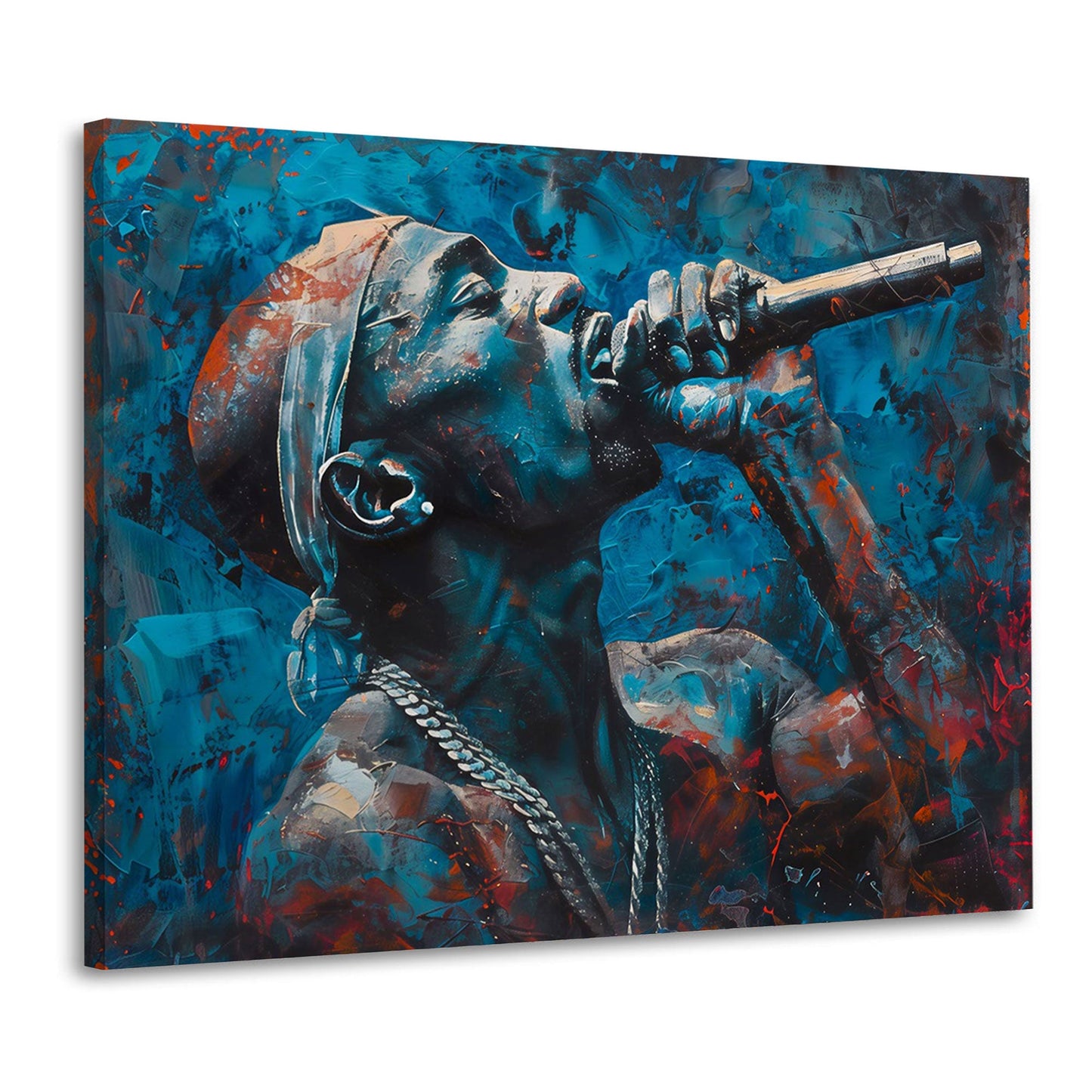 Tupac Shakur Portrait blau in Pastelltönen Wandbild