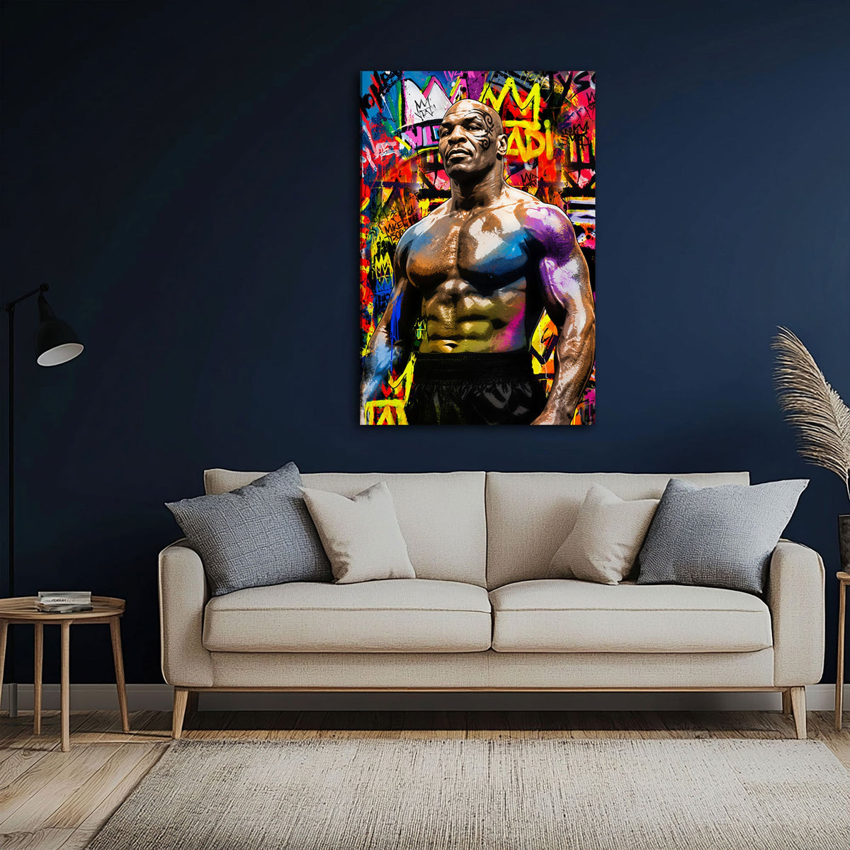 Tyson Boxlegende im bunten Graffiti Pop Art Stil Wandbild