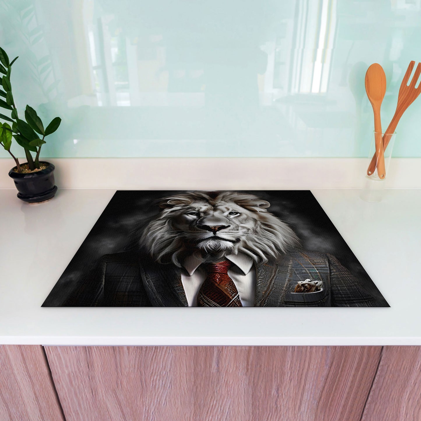 Verliebte Löwen Herdabdeckplatte Induktionsschutz für Ceranfeld & Küche Deko