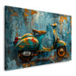 Vespa Scooter in Türkis als expressives Wandbild