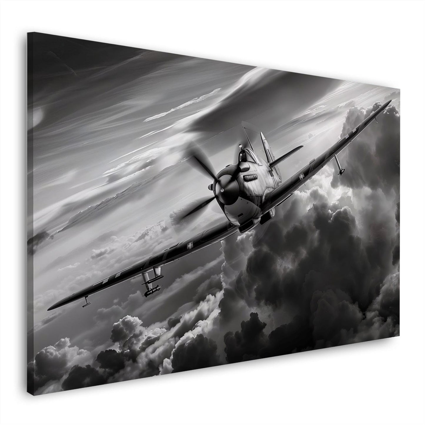 Vintage Flugzeug Schwarz-Weiß in Aquarell Wandbild