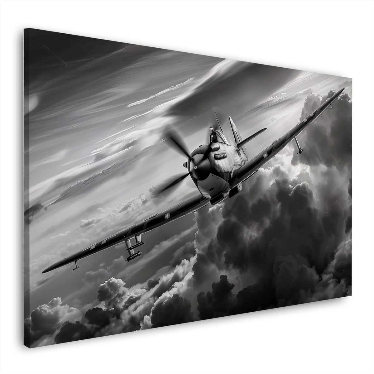 Vintage Flugzeug Schwarz-Weiß in zarten Farbverläufen Wandbild