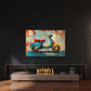 Vintage Vespa als Kunstwerk in kräftigen Tönen Wandbild
