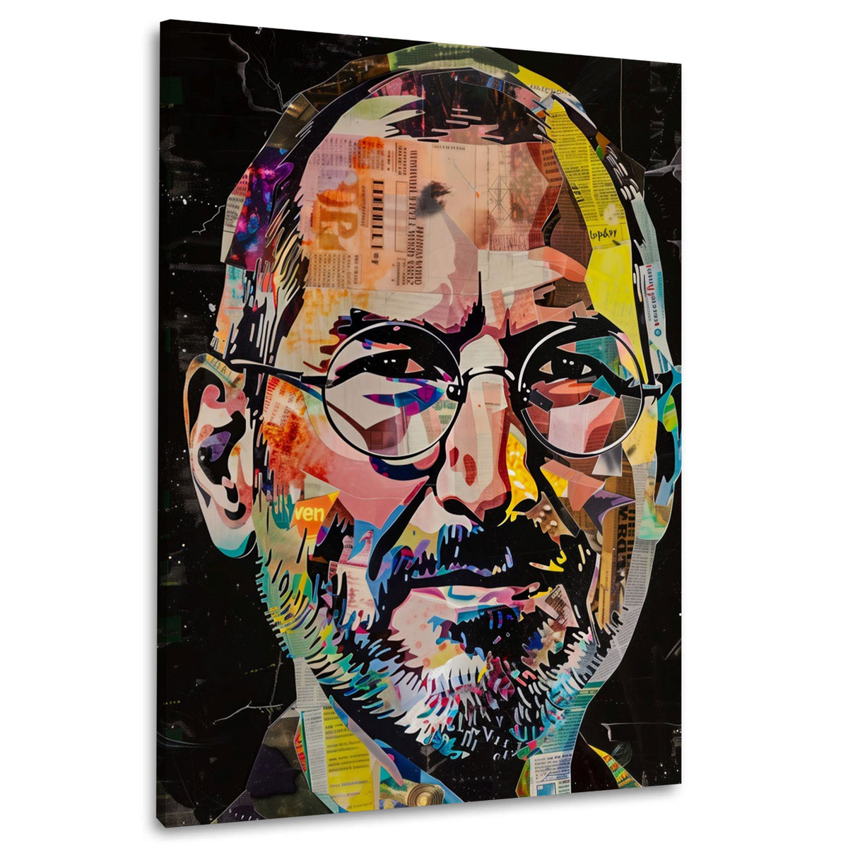 Porträt als bunte Papier Collage Wandbild im Hochformat