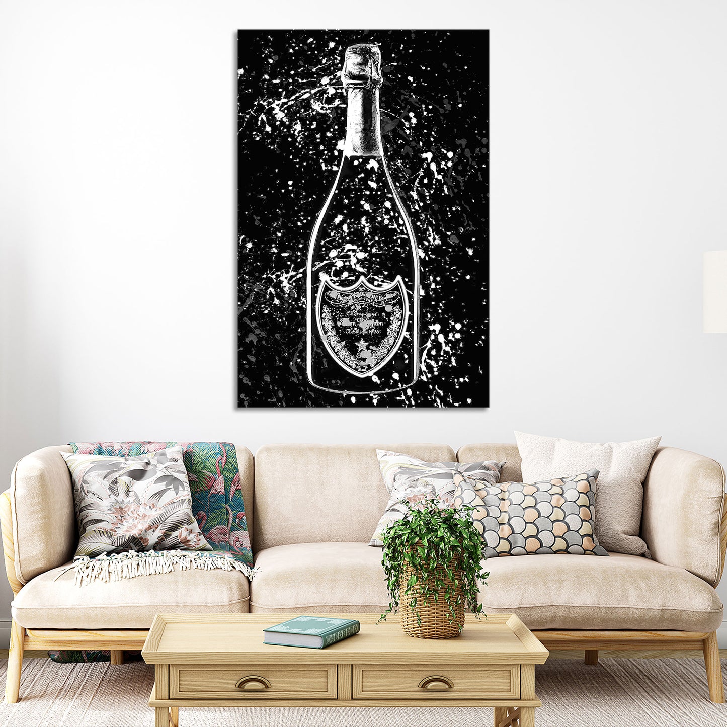 Wandbild Flasche Pop Art schwarz weiß