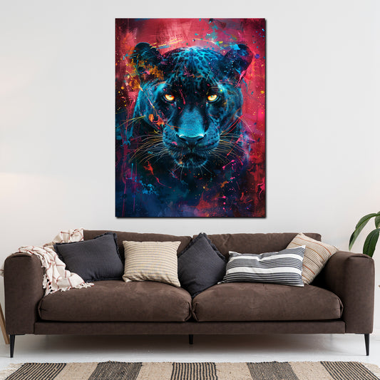 Wandbild Pop Art Panther leuchtend farbenfroh modern