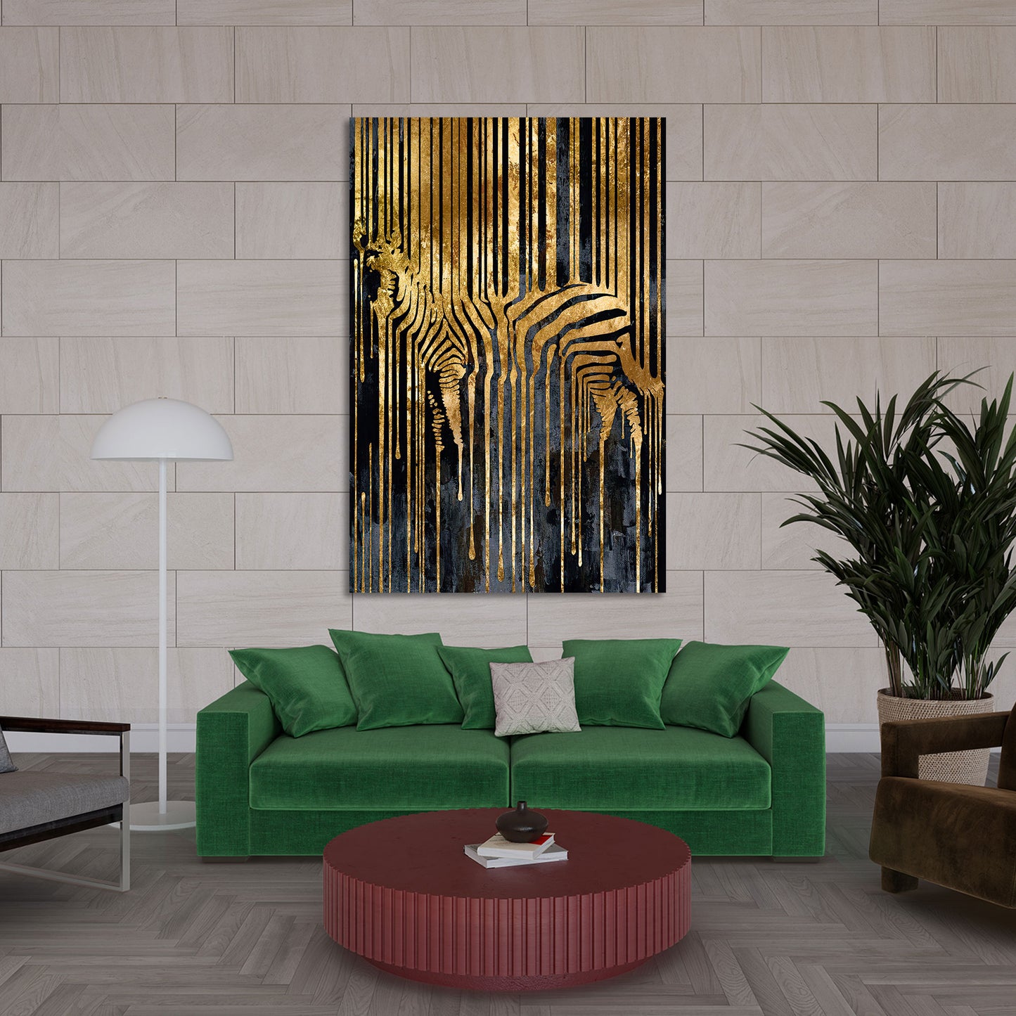 Wandbild Zebra abstrakt Gold Style