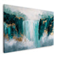 Wasserfall Landschaft abstrakt Natur türkis goldene Akzente Wandbild