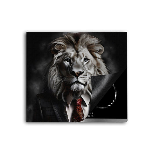 Weißer Löwe im Anzug Herdabdeckplatte Induktionsschutz für Ceranfeld & Küche Deko