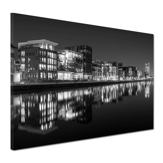 Weser Bremen schwarz weiß Nachtspiegelung Wandbild