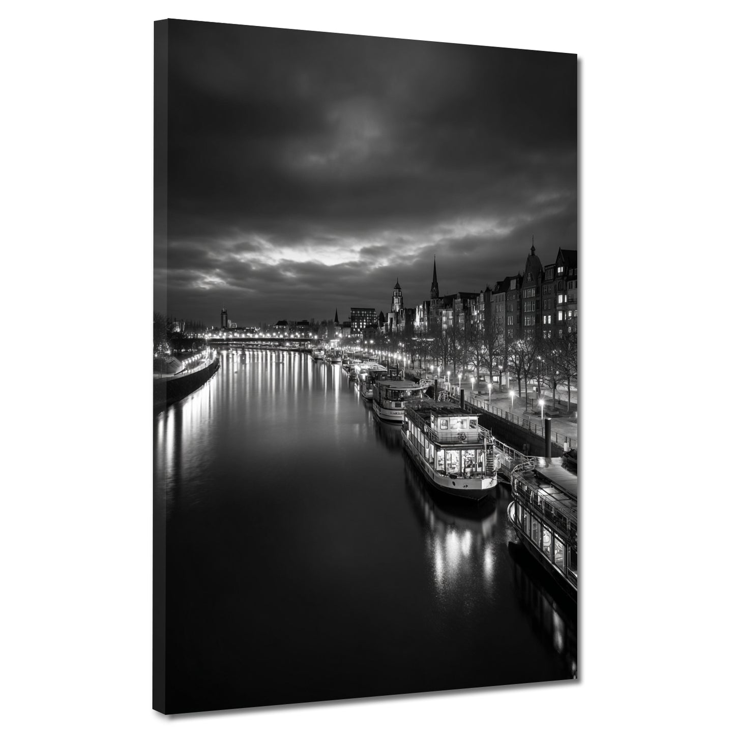 Weserpromenade Bremen schwarz weiß Stadtansicht Wandbild