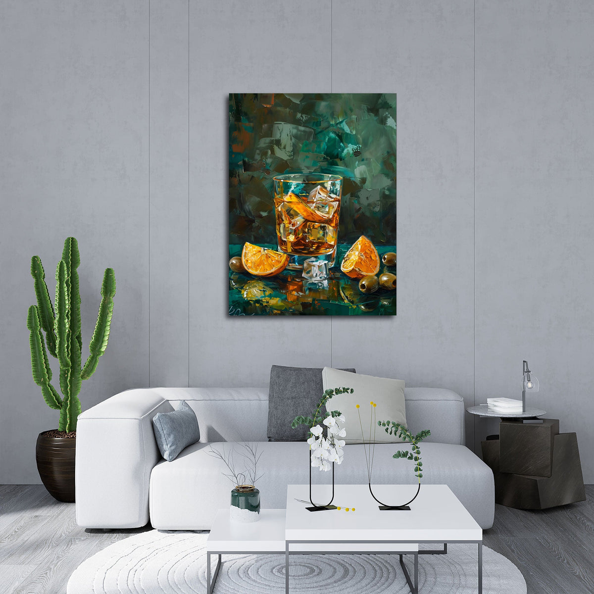 Bar Stillleben Wandbild im Hochformat an einer Wohnraumwand